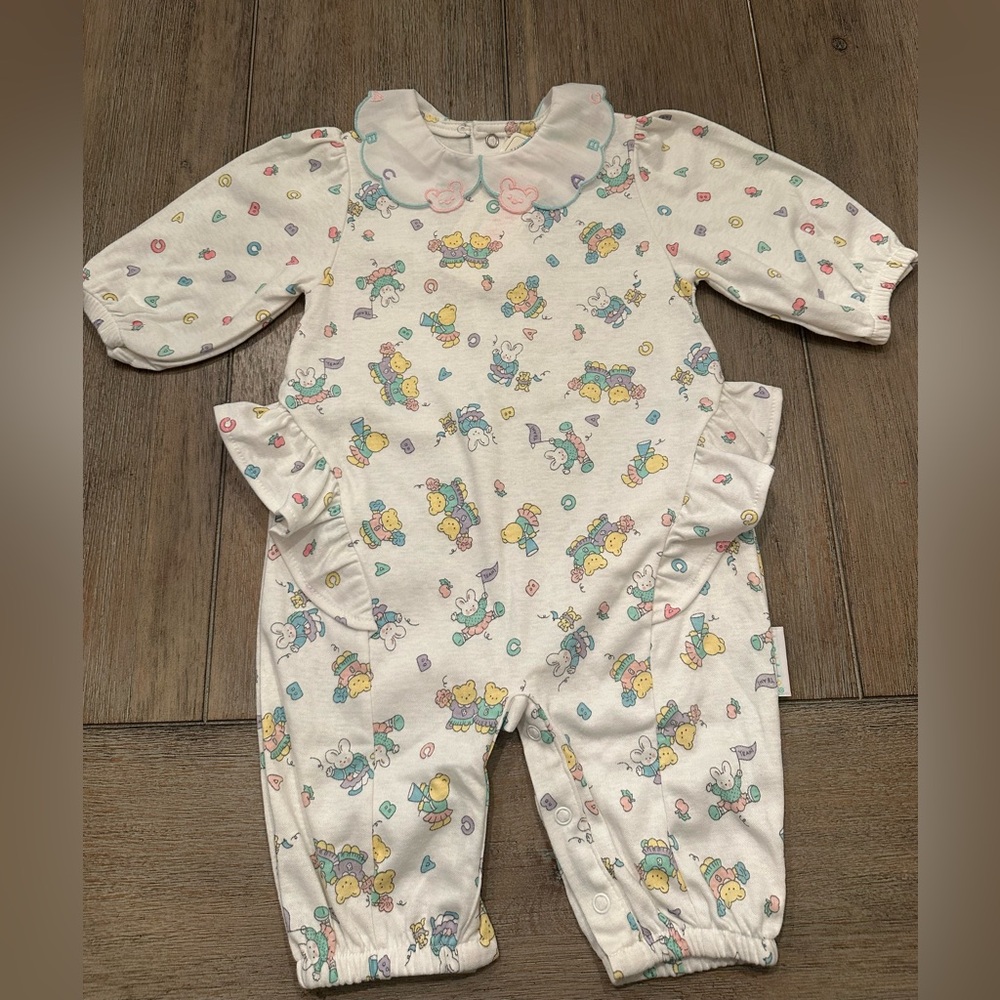 Vintage Baby Girl Healthtex Bear ABC Romper | Size 12M